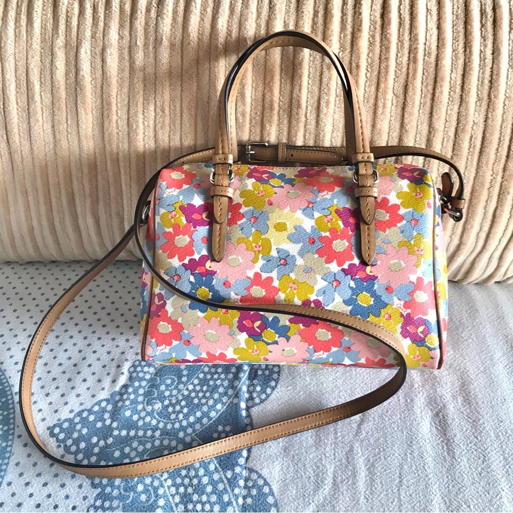 Coach Bennett Peyton Floral Mini Satchel Purse Bag Crossbody Multicolor Vintage - Picture 5 of 12